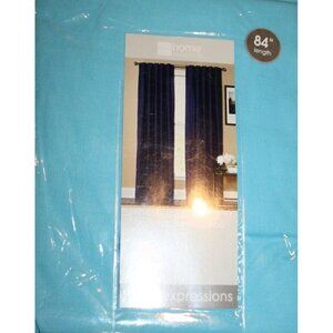 Lot of 2 Home Expressions Rod-Pocket Back-tab Combo Curtain Panel 84" Blue NEW